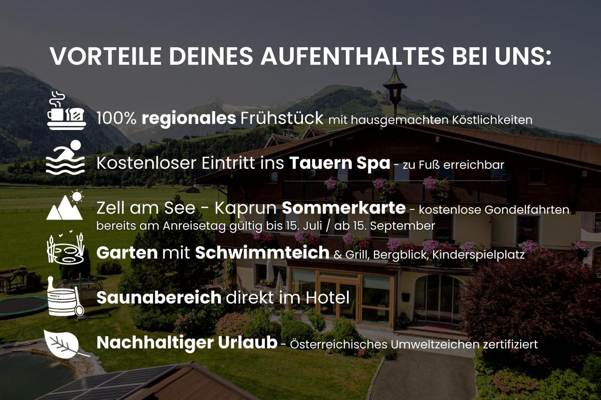 Simone'S Platzerl - Inklusive Taeglichem Freien Eintritt Tauern Spa - Nur 5 Gehminuten, Sommerkarte, Privatem Garten Mit Schwimmteich, Grill Und Saunabereich Kaprun Exterior photo